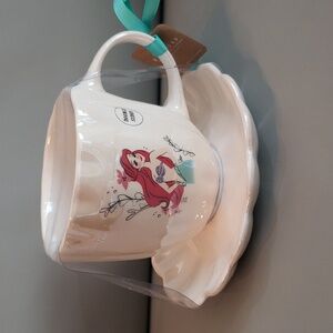 Rae Dunn “Little Mermaid" Mug with a white saucer NWT